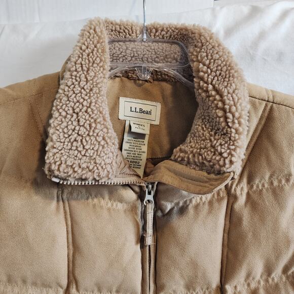 L.L. Bean Tan Goose Down Quilt Puffer Vest Size L Petite - Picture 7 of 10